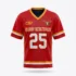Deuka Wears custom red box lacrosse jersey with gold trim, "Murry Bergtraum" text, and number 25