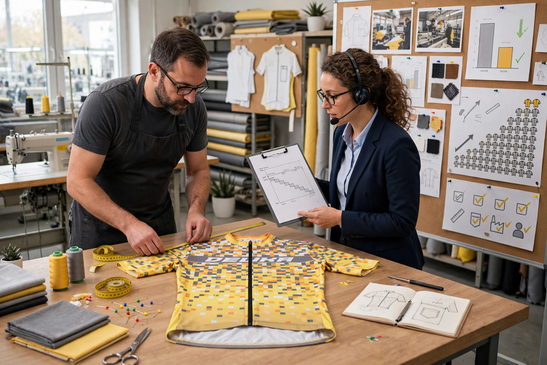 Strategic advantage direct factory partnership Deuka Wears yellow Delika cycling jersey elimination intermediary costs scalability tailored engineering dedicated oversight